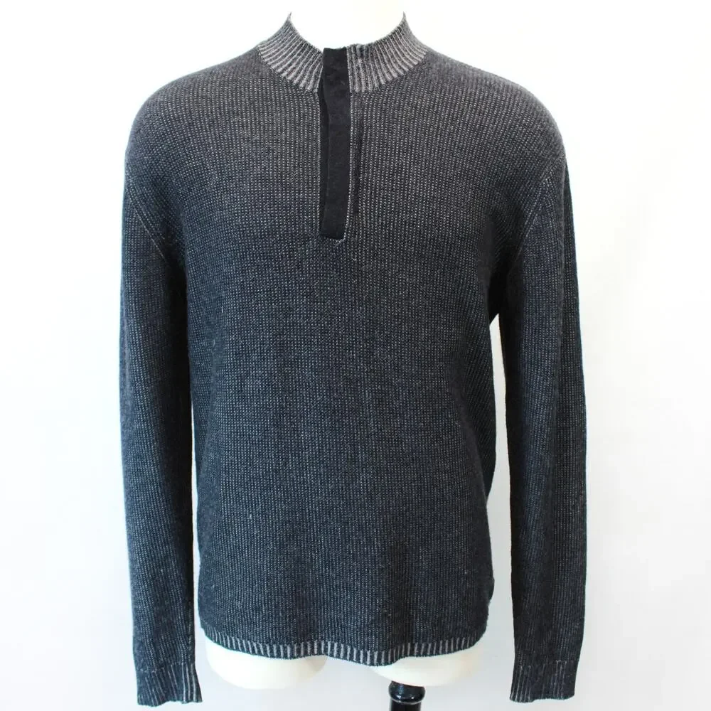 Agave Gray Wool/Silk/Cashmere Half Zip Pullover Sweater Large